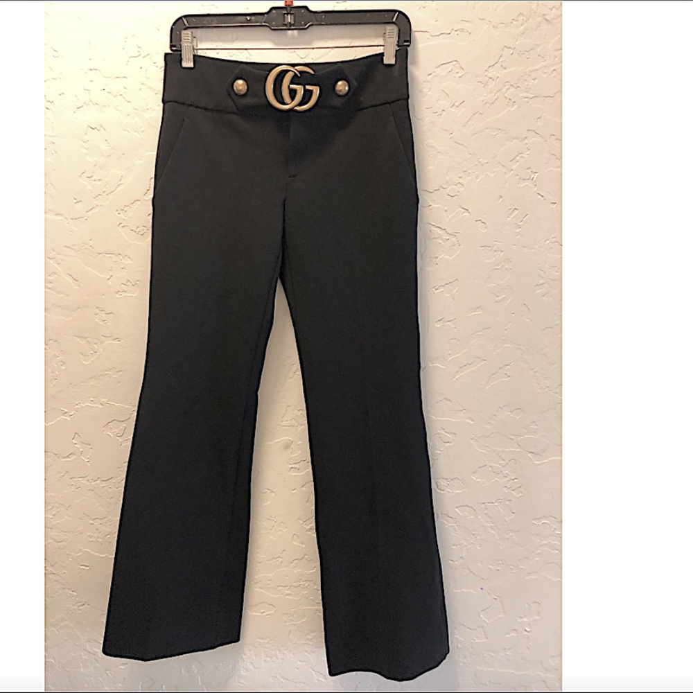 GUCCI GUCCI BLACK PLEAT-FRONT FLARED TROUSERS - Picture 5 of 16